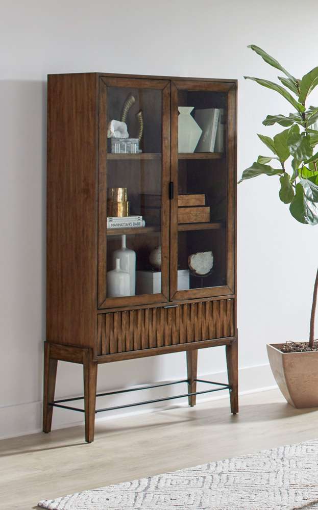 Martin Furniture - Delray - Mid-century Modern Glass Door Bookcase/ Display, Office Bookcase/Display, Accent Bookcase/Display, Brown - IMDY3872D veiw 6