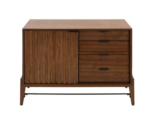 Martin Furniture - Delray - Mid-century Modern Small Console with File Drawers, Office Console, Accent Console, Brown - IMDY420 veiw 2