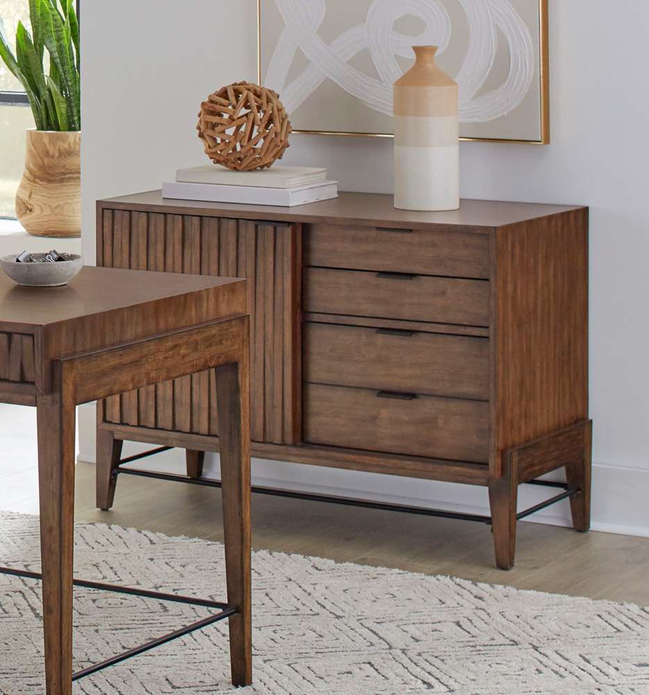 Martin Furniture - Delray - Mid-century Modern Small Console with File Drawers, Office Console, Accent Console, Brown - IMDY420 veiw 5