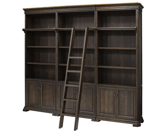 Martin Furniture - Sonoma Executive Bookcase Wall With Wood Ladder Set, Brown - IMSA4094-KIT veiw 1