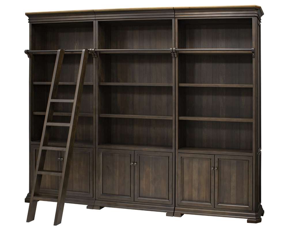 Martin Furniture - Sonoma Executive Bookcase Wall With Wood Ladder Set, Brown - IMSA4094-KIT veiw 3
