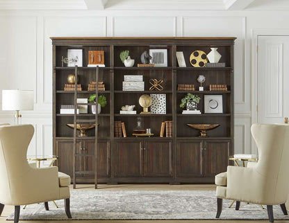 Martin Furniture - Sonoma Executive Bookcase Wall With Wood Ladder Set, Brown - IMSA4094-KIT veiw 4