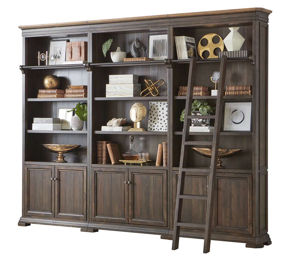 Martin Furniture - Sonoma Executive Bookcase Wall With Wood Ladder Set, Brown - IMSA4094-KIT veiw 5