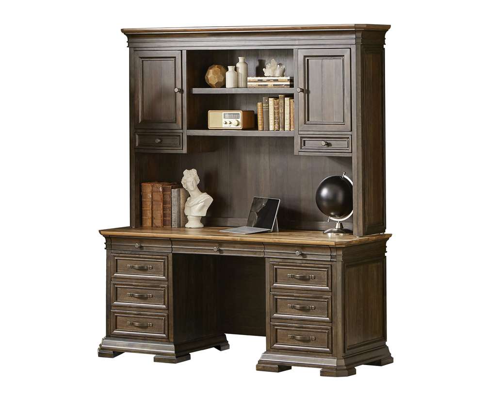 Martin Furniture - Sonoma Executive Credenza and Hutch with Doors, Brown - IMSA680_682 veiw 1