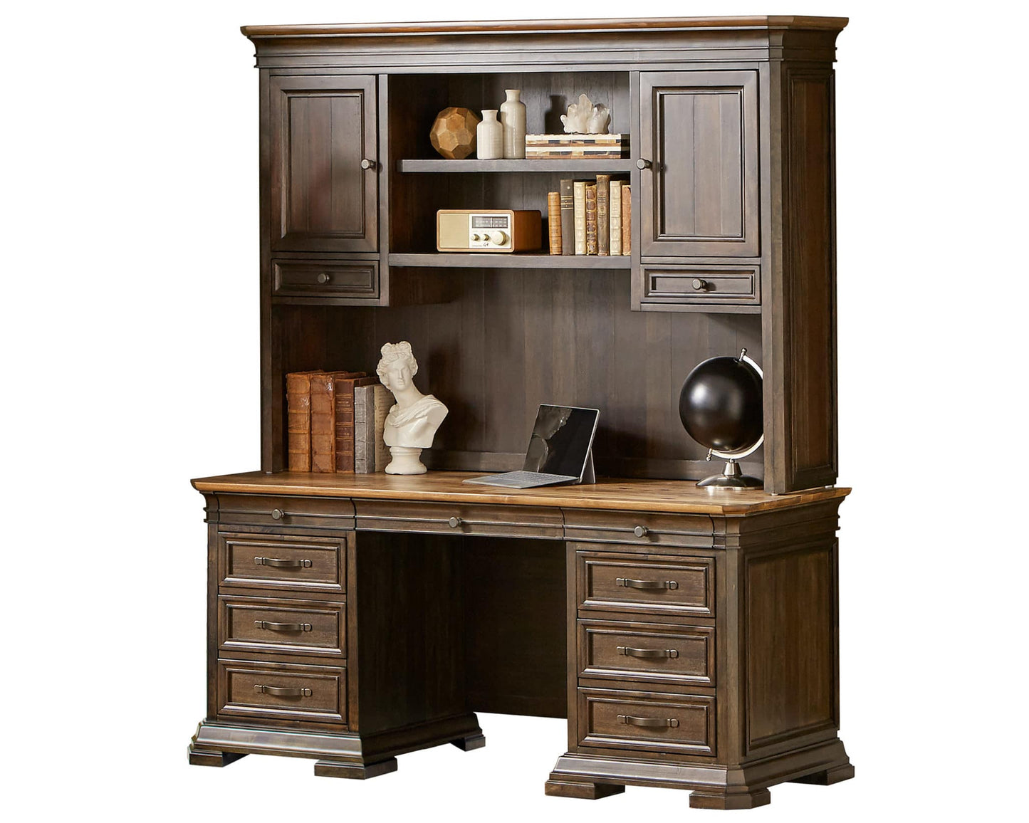 Martin Furniture - Sonoma Executive Credenza and Hutch with Doors, Brown - IMSA680_682 veiw 1
