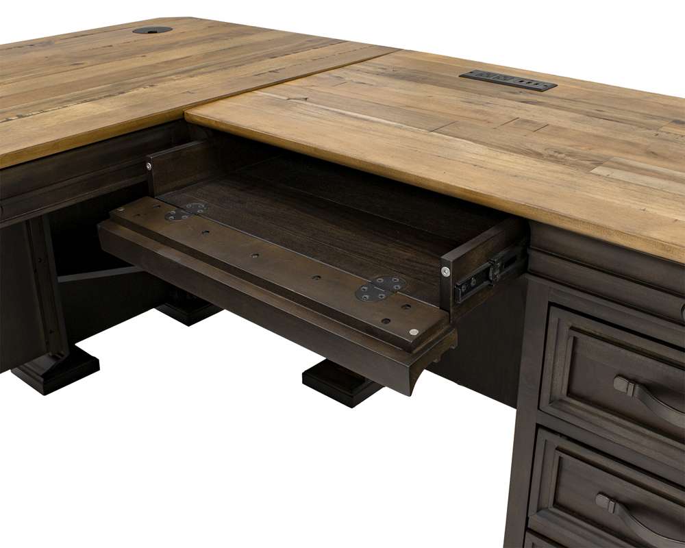 Martin Furniture - Sonoma Executive L-Desk & Return With Solid Wood Plank Tops, Brown - IMSA684R-KIT veiw 5