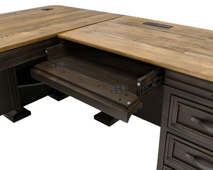 Martin Furniture - Sonoma Executive L-Desk & Return With Solid Wood Plank Tops, Brown - IMSA684R-KIT veiw 5