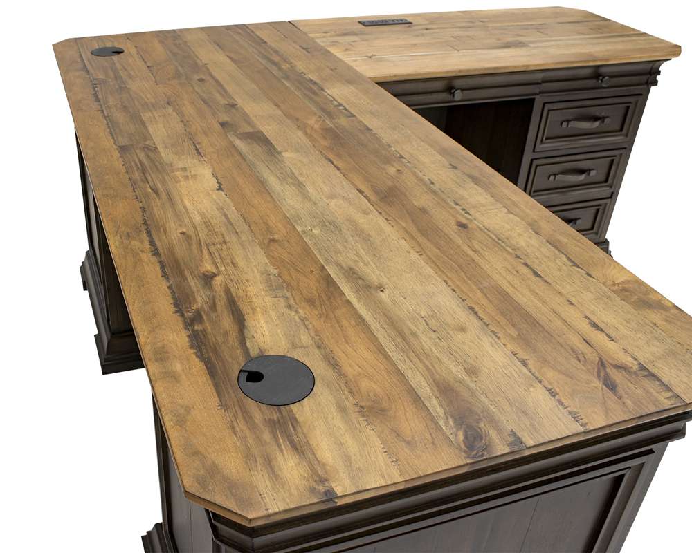 Martin Furniture - Sonoma Executive L-Desk & Return With Solid Wood Plank Tops, Brown - IMSA684R-KIT veiw 7