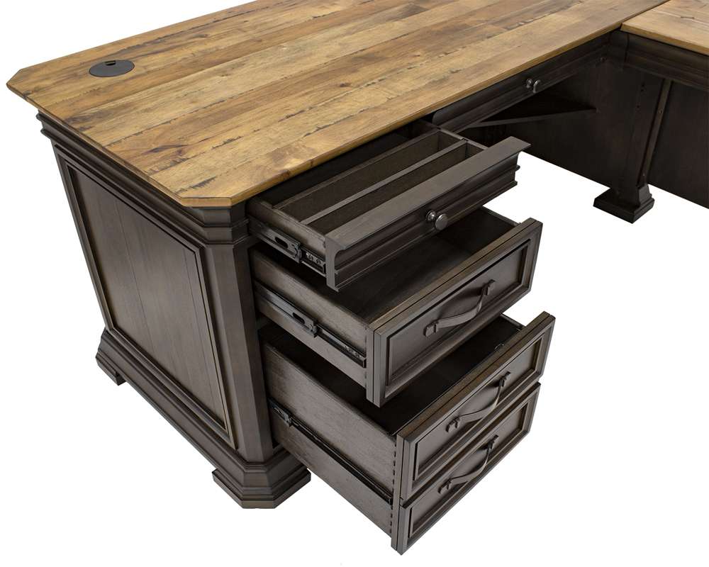 Martin Furniture - Sonoma Executive L-Desk & Return With Solid Wood Plank Tops, Brown - IMSA684R-KIT veiw 8