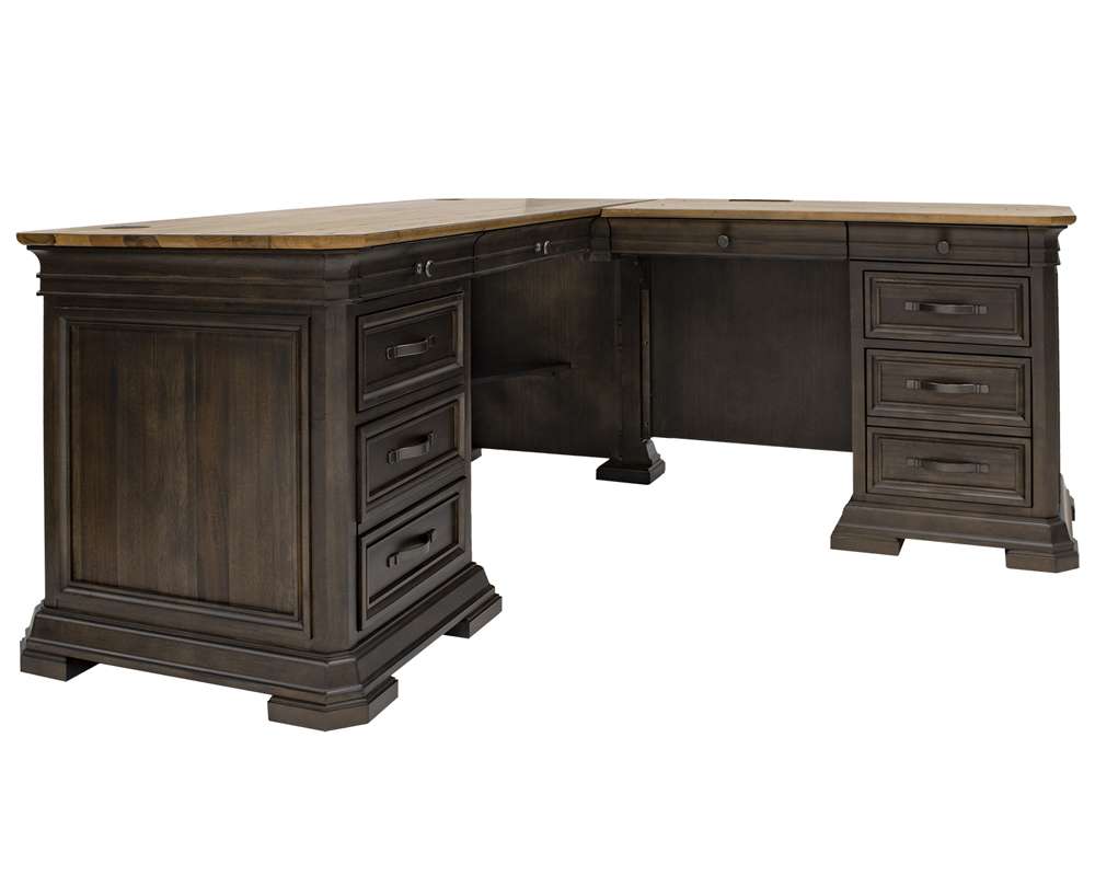 Martin Furniture - Sonoma Executive L-Desk & Return With Solid Wood Plank Tops, Brown - IMSA684R-KIT veiw 9