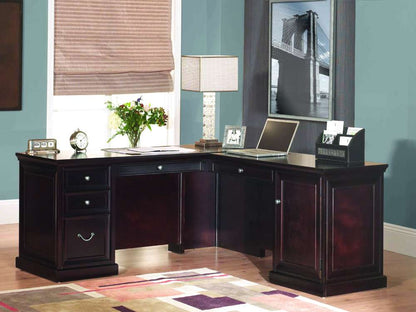 Martin Furniture - Fulton Executive Wood L-Desk and Return, Brown - FL664R-Kit