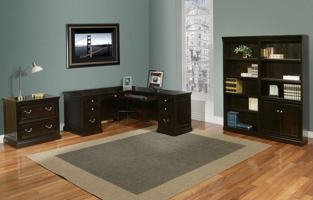 Martin Furniture - Fulton Executive Wood L-Desk and Return, Brown - FL664R-Kit veiw 1