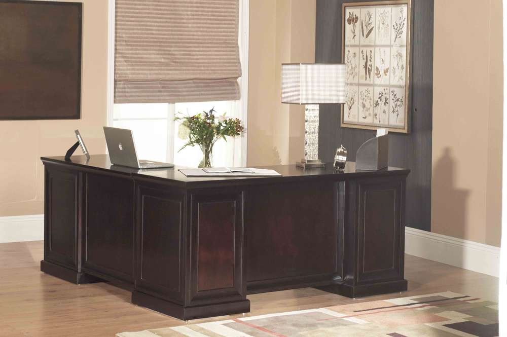 Martin Furniture - Fulton Executive Wood L-Desk and Return, Brown - FL664R-Kit veiw 2