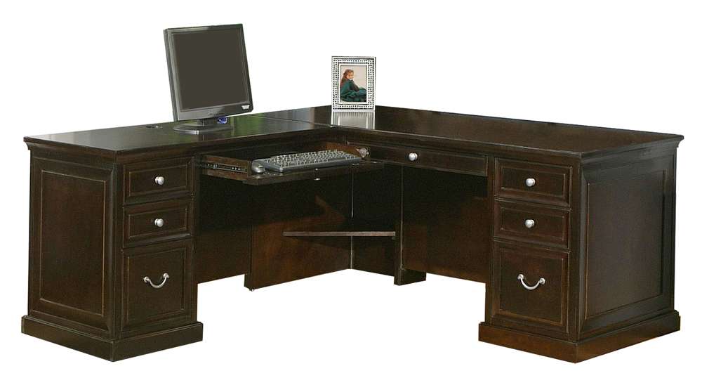 Martin Furniture - Fulton Executive Wood L-Desk and Return, Brown - FL684L-Kit veiw 1