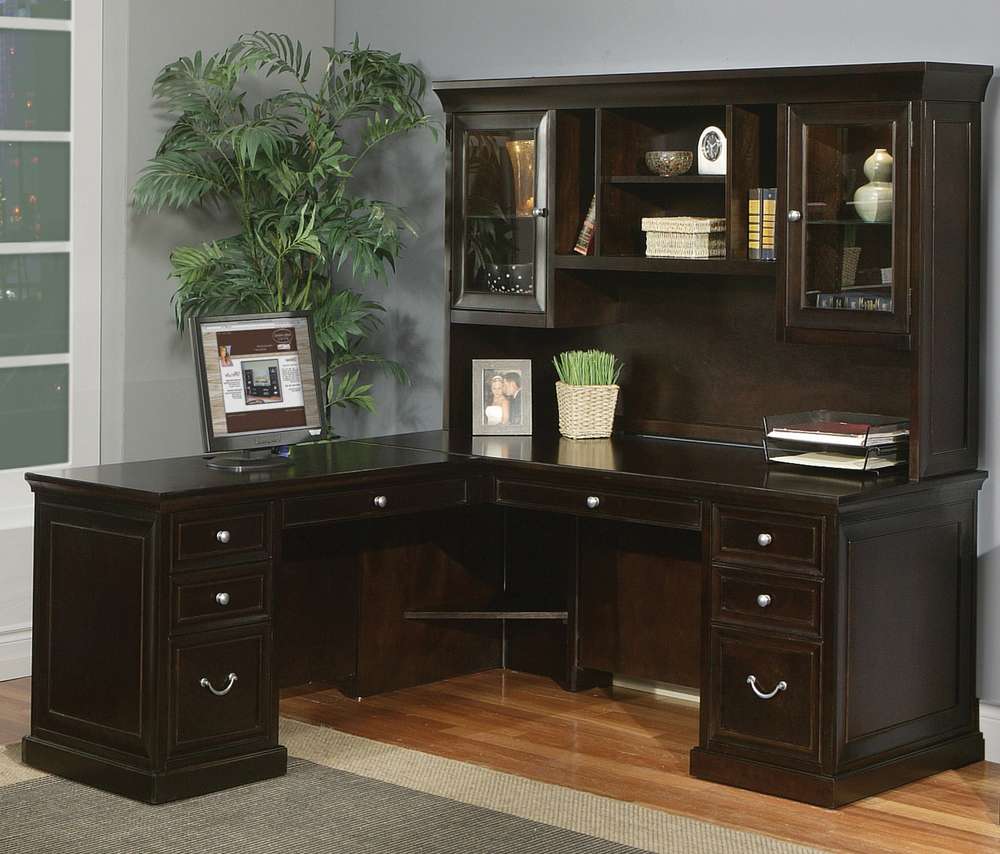 Martin Furniture - Fulton Executive Wood L-Desk and Return, Brown - FL684L-Kit veiw 2