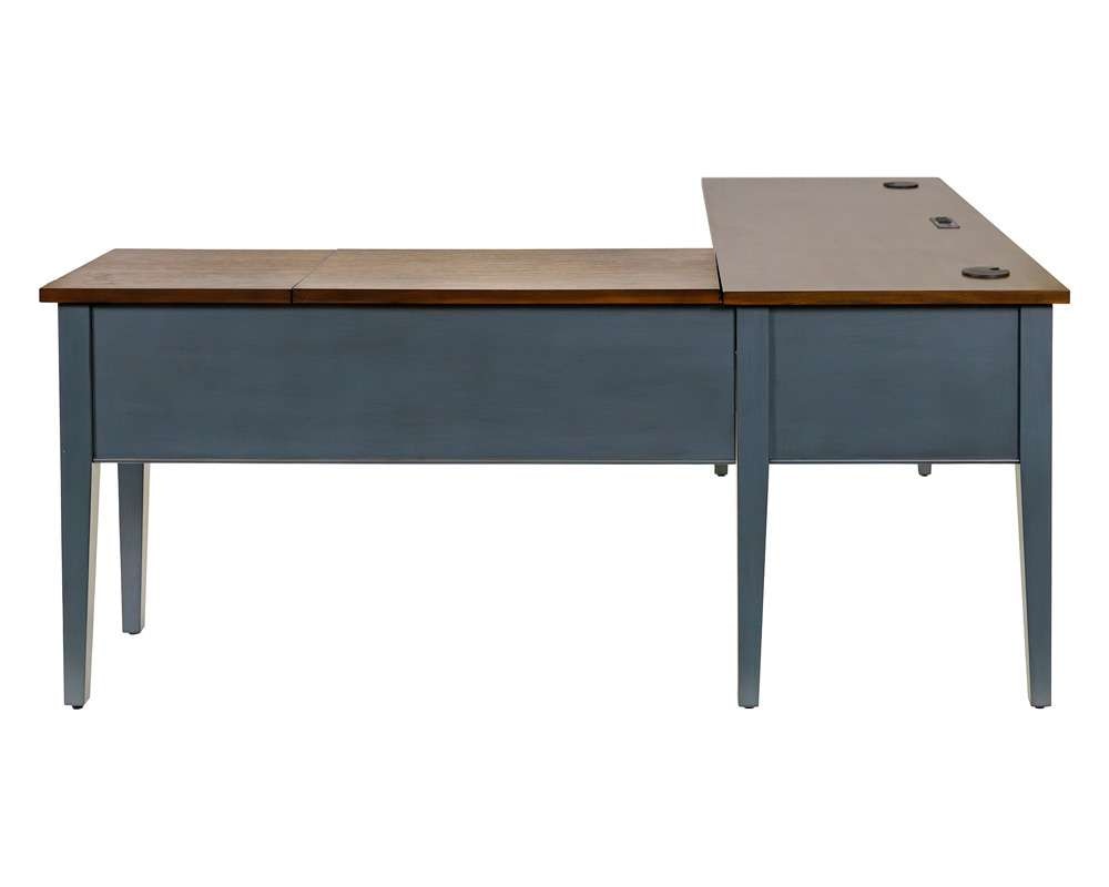 Martin Furniture - Fairmont - Farmhouse Wood Half-Pedestal Writing Desk and Return, Open L-Shaped Table and Return, Blue - IMFT664RB-KIT view 3