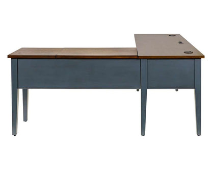 Martin Furniture - Fairmont - Farmhouse Wood Half-Pedestal Writing Desk and Return, Open L-Shaped Table and Return, Blue - IMFT664RB-KIT view 3