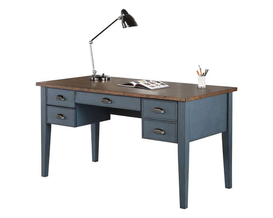 Martin Furniture - Soho Farmhouse Half Pedestal Executive Desk, Blue - IMFT660B veiw 1