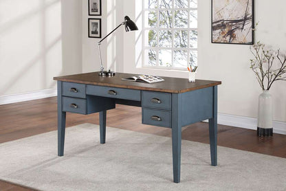 Martin Furniture - Soho Farmhouse Half Pedestal Executive Desk, Blue - IMFT660B veiw 2