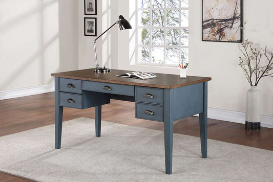 Martin Furniture - Soho Farmhouse Half Pedestal Executive Desk, Blue - IMFT660B veiw 2
