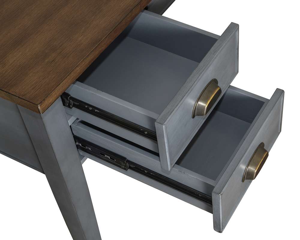 Martin Furniture - Soho Farmhouse Half Pedestal Executive Desk, Blue - IMFT660B veiw 3