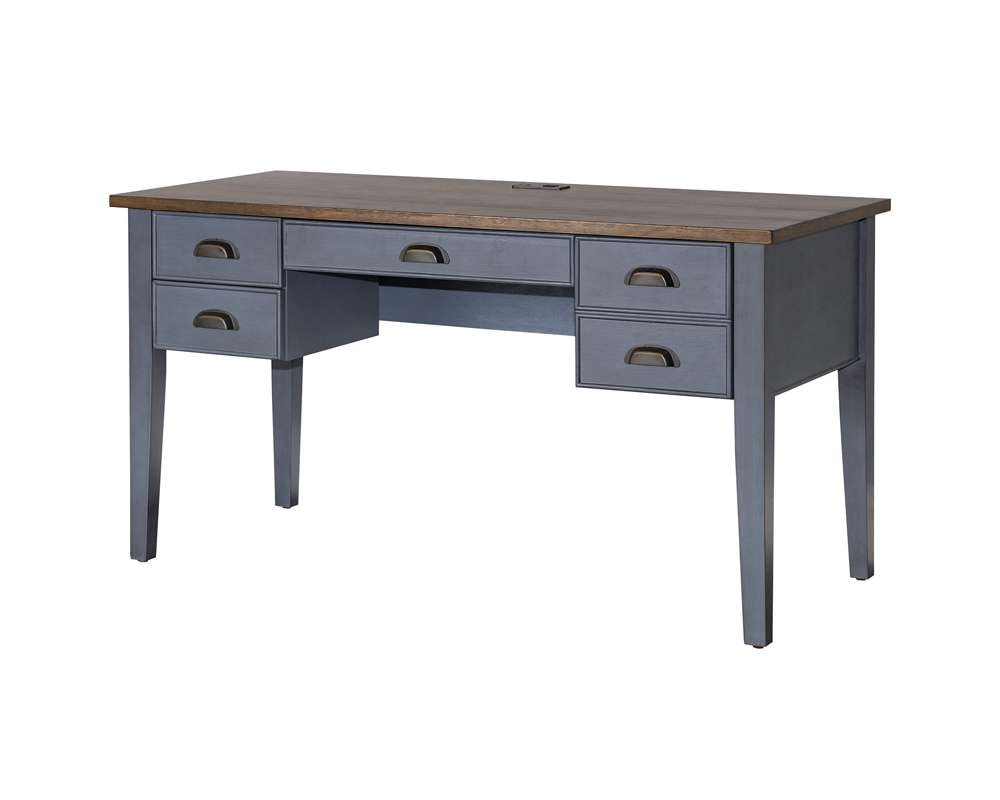 Martin Furniture - Soho Farmhouse Half Pedestal Executive Desk, Blue - IMFT660B veiw 6