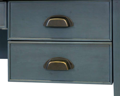 Martin Furniture - Fairmont - Farmhouse Wood Half-Pedestal Writing Desk and Return, Open L-Shaped Table and Return, Blue - IMFT664RB-KIT veiw 7