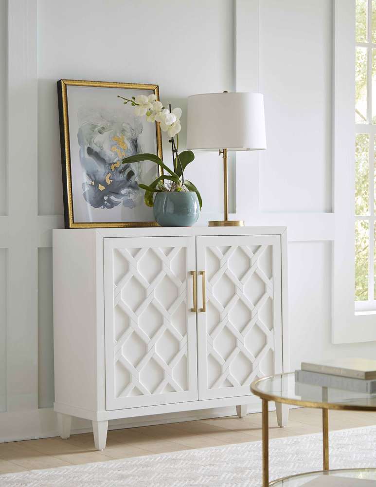 Martin Furniture - Gable - Modern Wood 40in Console with doors, TV Stand, Fully Assembled, White - IMGA340 veiw 1