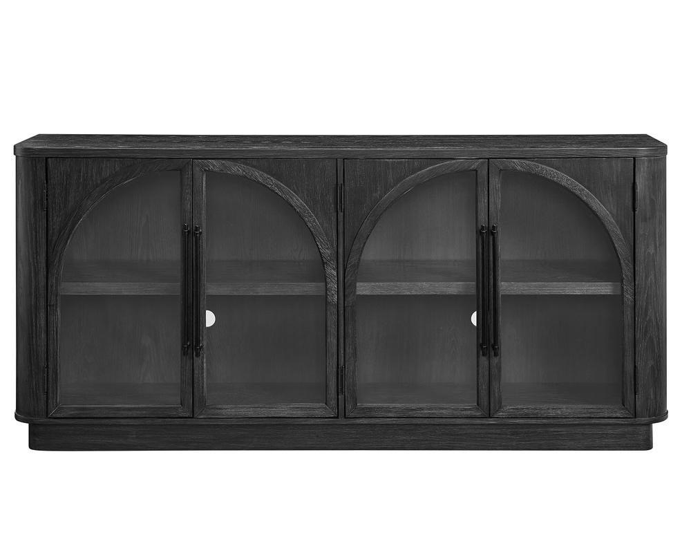 Martin Furniture - Harper - Modern, Contemporary Wood 70in Console with glass doors, TV Stand, Accent Cabinet, Entryway Console, Fully Assembled, Black - IMHP370B veiw 1