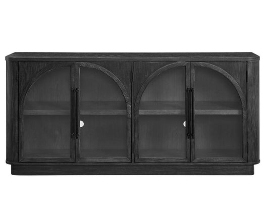 Martin Furniture - Harper - Modern, Contemporary Wood 70in Console with glass doors, TV Stand, Accent Cabinet, Entryway Console, Fully Assembled, Black - IMHP370B veiw 1
