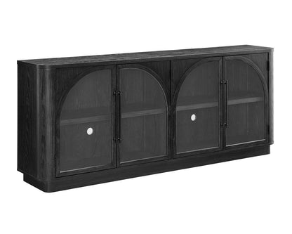 Martin Furniture - Harper - Modern, Contemporary Wood 80in Console with glass doors, TV Stand, Accent Cabinet, Entryway Console, Fully Assembled, Black - IMHP380B veiw 1