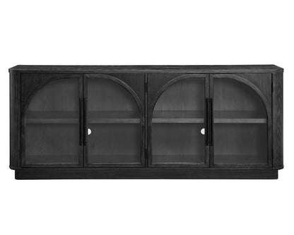 Martin Furniture - Harper - Modern, Contemporary Wood 80in Console with glass doors, TV Stand, Accent Cabinet, Entryway Console, Fully Assembled, Black - IMHP380B veiw 2