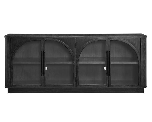 Martin Furniture - Harper - Modern, Contemporary Wood 80in Console with glass doors, TV Stand, Accent Cabinet, Entryway Console, Fully Assembled, Black - IMHP380B veiw 2