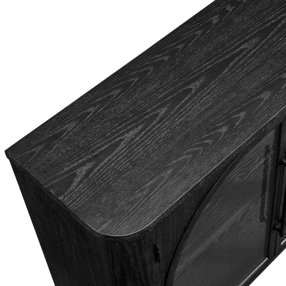 Martin Furniture - Harper - Modern, Contemporary Wood 80in Console with glass doors, TV Stand, Accent Cabinet, Entryway Console, Fully Assembled, Black - IMHP380B veiw 5