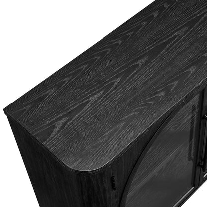 Martin Furniture - Harper - Modern, Contemporary Wood 80in Console with glass doors, TV Stand, Accent Cabinet, Entryway Console, Fully Assembled, Black - IMHP380B veiw 5