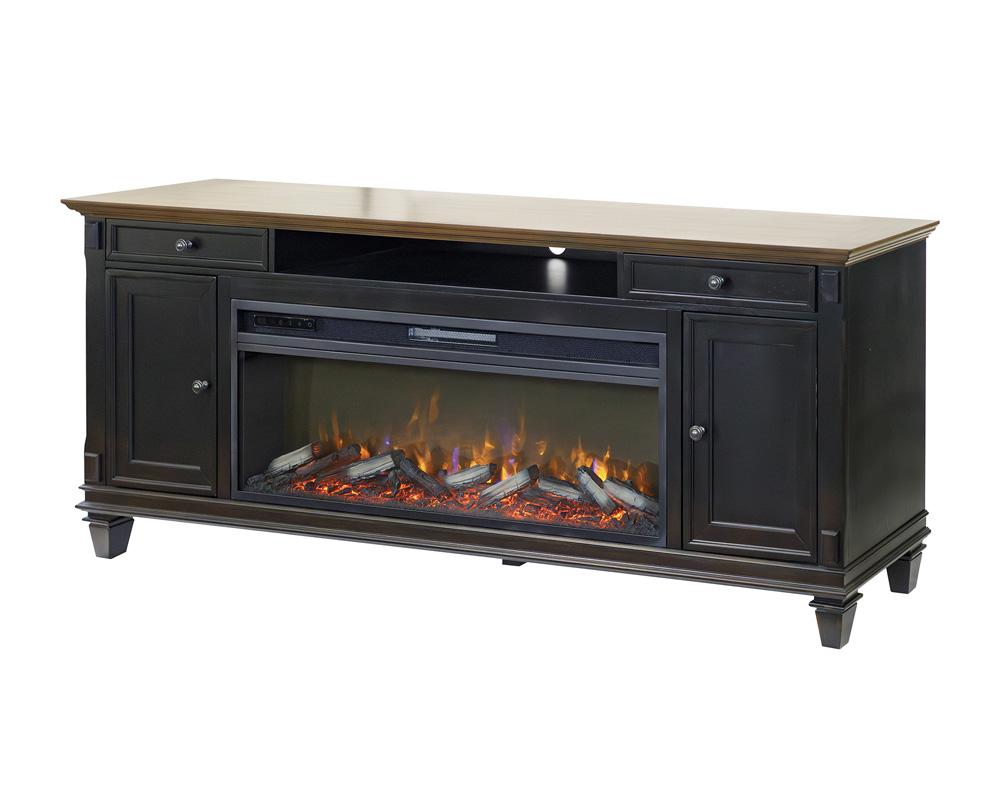 Martin Furniture - Hartford 76 in Traditional Fireplace Console In Black - IMHF370FP veiw 1