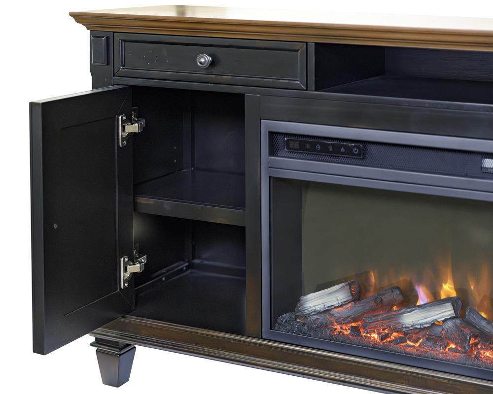Martin Furniture - Hartford 76 in Traditional Fireplace Console In Black - IMHF370FP veiw 5