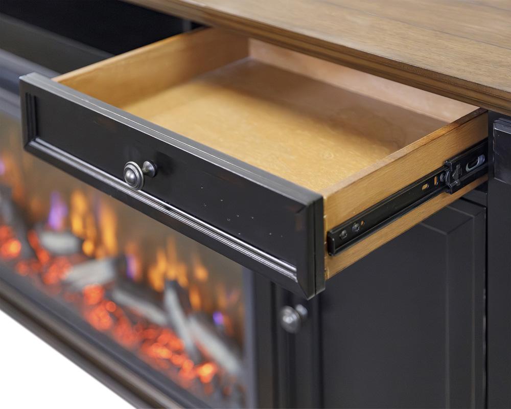 Martin Furniture - Hartford 76 in Traditional Fireplace Console In Black - IMHF370FP veiw 6