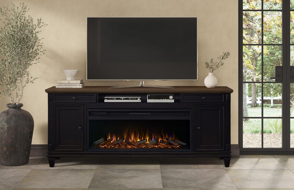 Martin Furniture - Hartford 76 in Traditional Fireplace Console In Black - IMHF370FP veiw 11