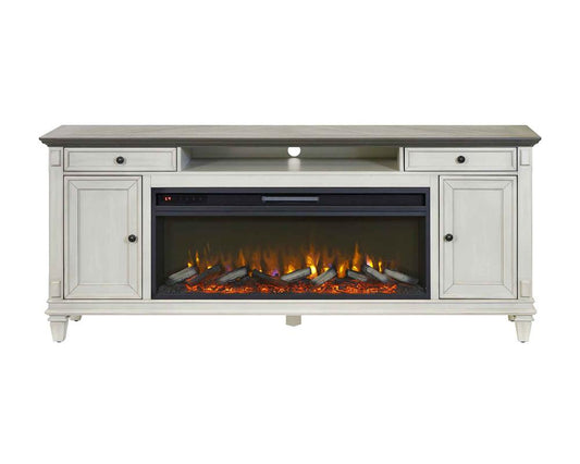 Martin Furniture - Hartford 76 in Traditional Fireplace Console, Entertainment Storage, TV Stand, Fully Assembled, Antique White - IMHF370FPW veiw 1