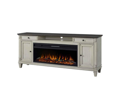 Martin Furniture - Hartford 76 in Traditional Fireplace Console, Entertainment Storage, TV Stand, Fully Assembled, Antique White - IMHF370FPW veiw 3