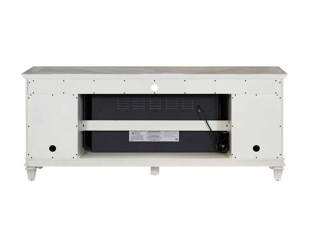 Martin Furniture - Hartford 76 in Traditional Fireplace Console, Entertainment Storage, TV Stand, Fully Assembled, Antique White - IMHF370FPW veiw 4