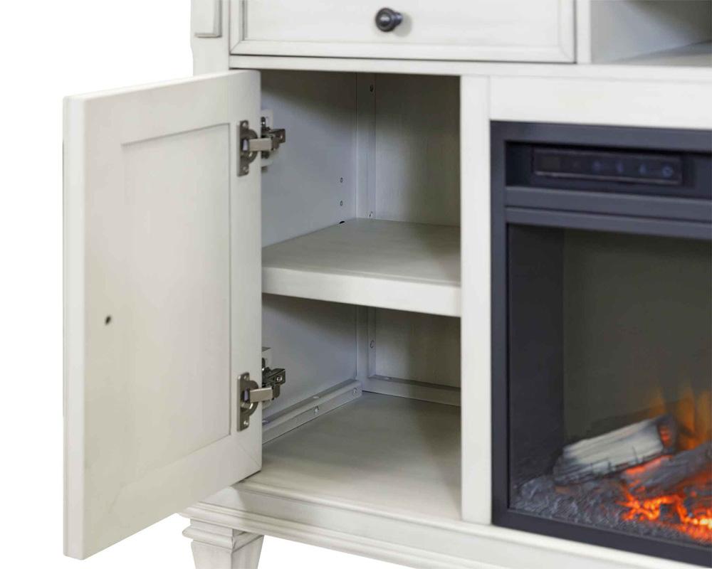 Martin Furniture - Hartford 76 in Traditional Fireplace Console, Entertainment Storage, TV Stand, Fully Assembled, Antique White - IMHF370FPW veiw 5