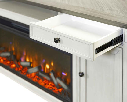 Martin Furniture - Hartford 76 in Traditional Fireplace Console, Entertainment Storage, TV Stand, Fully Assembled, Antique White - IMHF370FPW veiw 7
