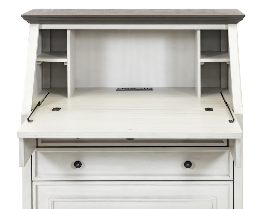 Martin Furniture - Hartford - Hartford Wood Drop-Lid Secretary Desk, Fully Assembled, White - IMHF550W view 4