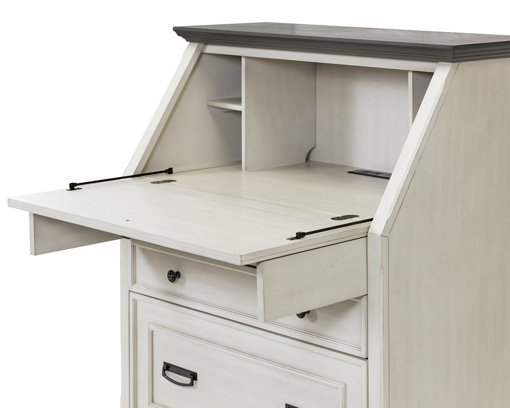 Martin Furniture - Hartford - Hartford Wood Drop-Lid Secretary Desk, Fully Assembled, White - IMHF550W view 5