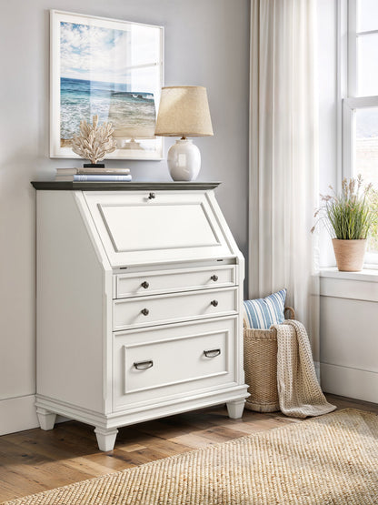 Martin Furniture - Hartford - Hartford Wood Drop-Lid Secretary Desk, Fully Assembled, White - IMHF550W view 11