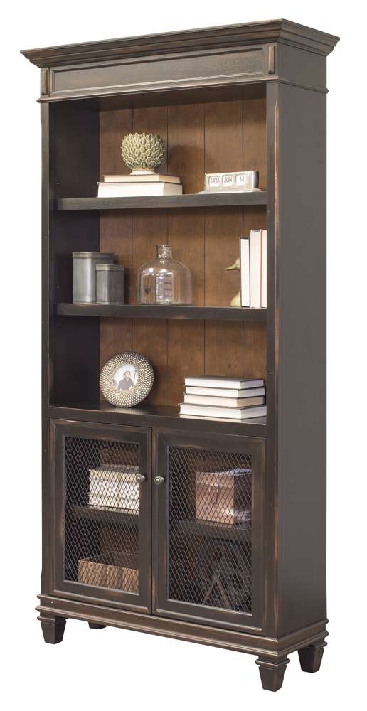 Martin Furniture - Hartford Wood Bookcase With Doors, Black - IMHF4078D view 1