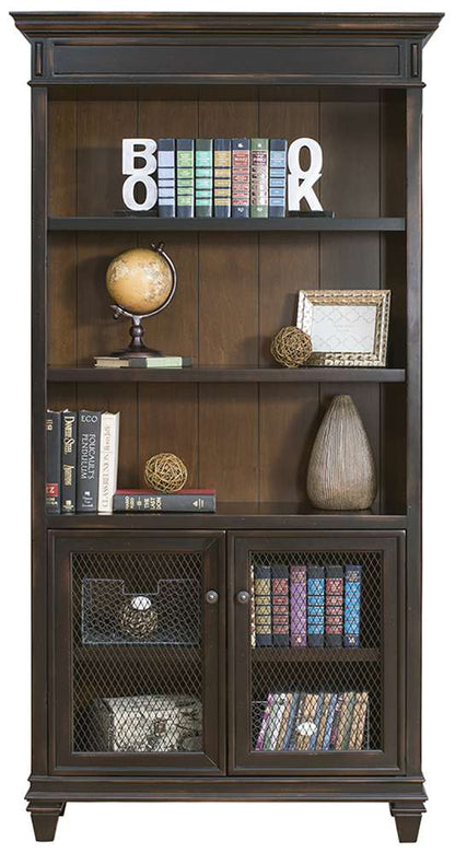 Martin Furniture - Hartford Wood Bookcase With Doors, Black - IMHF4078D view 4