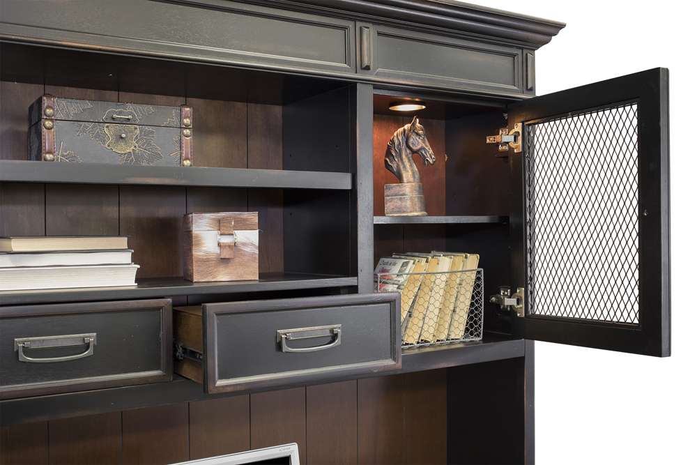 Martin Furniture - Hartford Wood Credenza and Hutch with Wire Mesh Doors, Black - IMHF689_682 veiw 3